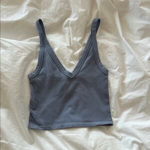 Blue Ribbed Tank Top